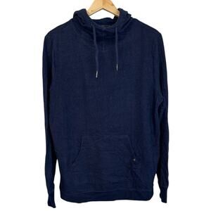 Pact Blue Hooded Sweatshirt Organic Cotton Size Large Kangaroo Pocket Hoodie
